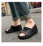 Women's Slippers Summer Thick Bottom Ladies Flip Flop Sandals Wedge Heel Open Toe Mules Shoes High 8cm MartLion   