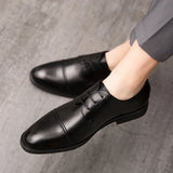 Classic Italian Style Career Office Leather Shoes Pointy Toe Wedding Dress Shoes Men MartLion   