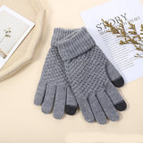 Women Men Warm Winter Touch Screen Gloves Stretch Classical Knit Mittens Wool Full Finger Outdoor Cycling Driving Glove MartLion Grey 2Pairs 