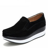 Autumn Shoes Platform Shoes Cow Suede Leather Flats Thick Sole Women's Loafers Moccasins MartLion Black 41 