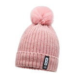 Winter Chenille Wool Hat Women's Padded Warm Knitted Women's Hats Cycling Pullover Hat MartLion pink One Size 