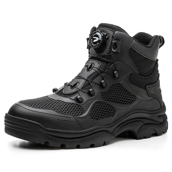 Rotating Button Safety Shoes Men's Work Sneakers Indestructible Puncture-Proof Protective Work Boots Steel Toe MartLion 41 9195Black 