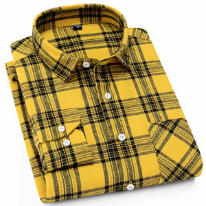 Winter Flannel Red Checkered Shirt Men Shirts Long Sleeve Chemise Homme Cotton Male Check Shirts MartLion XDM30 L 40 