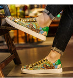 Tiger Printed Shoes Men's Breathable Low Designer Lace-up Flat Casual zapatos hombre MartLion   