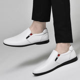 High-end Handmade Genuine Leather Men's Shoes Luxury Loafers Light Casual White Non-slip Driving MartLion   