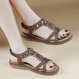 Summer Beach Sandals Casual Bohemia Flat Shoes Woman Crystal Bead Sweet MartLion   