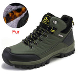 Winter Men's Snow Boots Warm Plush Waterproof Leather Ankle Boots Non-slip Men's Hiking Boots MartLion 01 Army Green 7 