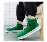  Designer Platform Men's Casual Shoes High Top Green Sneakers Vulcanized Autumn Winter Canvas Mart Lion - Mart Lion