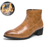 Golden Sapling Men's Winter Boots Casual Chelsea Leather Shoes High Heels Leisure Footwear MartLion Auburn for Winter 46 