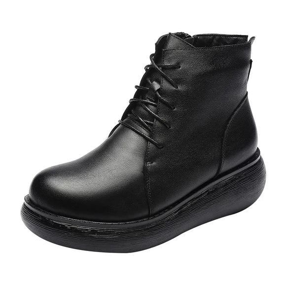 casual women's boots leather wild platform shoes waterproof women's  boots MartLion   