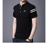 Summer Men's Short Sleeve T-shirts Slim Stand Collar Polo Shirt Korean Style Thin Pullover Casual Paster Deco Clothing MartLion   