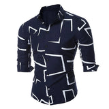 Men's Slim Fit Casual Long Sleeves Design Printing Button Down Dress Shirt Casual Button Down Shirt Muscle Dress MartLion   