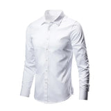 Men's White Shirt Long-sleeved  Professional Work Collared Clothing Casual Suit Button MartLion long white 3XL 