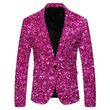 Men's Glitter Embellished Jacket Nightclub Prom Suit Homme Stage Clothes blazers MartLion Hot Pink S CN