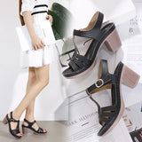 Solid Color Buckle Sandals for Women High Heels Outdoor Party Anti-slip Shoes Sandalias Plataforma Mujer MartLion   