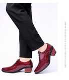 Classic Glitter Leather Men's Dress Shoes Red Mirror Luxury Men's Increasing-height Heel Footwear MartLion   