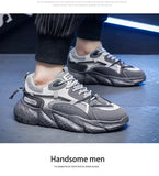 Summer Men's Shoes Mesh Breathable Sports Trend Lace Up Board Sneakers Platform Casual Running Dad Zapatillas Hombre MartLion   
