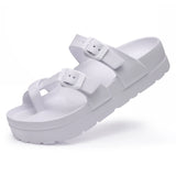 Heel Flip-flops Platform Women's Sandals EVA Insole Clogs Adjustable Buckle Beach Slides MartLion White A 39(24cm) CHINA