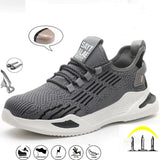 Safety Shoes Men's Light Weight Steel Toe Waterproof Work Sneakers Boots Anti-Smashing Steel Toe Puncture Proof MartLion F 01  Gray 37 