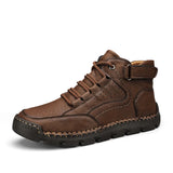 Golden Sapling Casual Men's Boots Retro Leather Winter Shoes Classics Outdoor Trekking Leisure Tactical Work MartLion Brown 43 