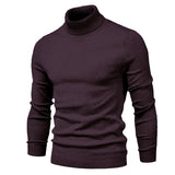 Winter Turtleneck Thick Men's Sweaters Casual Turtle Neck Solid Color Warm Slim Turtleneck Sweaters Pullover Mart Lion HIGH001-Black red Size S 50-55kg 