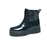 Women Outer Wear Rain Boots Cute Waterproof Shoes Short Middle Slip Women Rain Solid Thick Sole Rubber MartLion green 36 