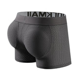Men's Underwear Boxer Mesh Padded Underwear with Hip Pads Men's Boxers Butt Padded Elastic Enhancement MartLion JM464gGray M 