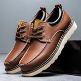 Men Leather Shoes Business Casual Shoes Flat Sole Casual Shoes Shock-Absorbing Footwear Wear-Resistant MartLion   