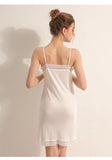 Summer  Lace Silk Nightgown Women V-neck Sleeveless Short Mulberry Silk Thin Slip Underdress MartLion   