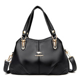 Luxury Soft Leather Handbags Designer Retro Crossbody Bags Women Large Capacity Ladies Shoulder Messenger Sac Mart Lion Black NB82  