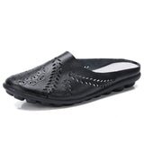 Summer Genuine Leather Slip On Flat Shoes Women Flats Breathable Casual 9 Colors Blue Black Beige Mart Lion   