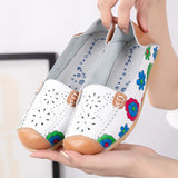 Spring Autumn Women Flats Split Leather Shoes Slip on Ballet Flats Flats Print Moccasins Loafers MartLion   