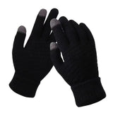 Women Men Warm Winter Touch Screen Gloves Stretch Classical Knit Mittens Wool Full Finger Outdoor Cycling Driving Glove MartLion Black 10Pairs 