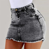 Summer  Waist Women Mini Skirt Casual Whitish Ultra-short Half-body Dres MartLion GRAY S 