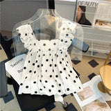 Summer Women Top Mori Girl Polka Dot Chiffon Shirts MartLion   