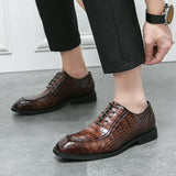 British Style Men's Oxfords Plaid Leather Shoes Dress Shoes Elite Formal Mart Lion   