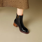 Autumn Ankle Boots Winter Genuine Leather Women Chelsea Cowhide Shoes Real Leather High Heels MartLion   