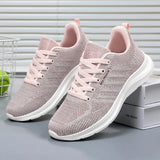 Spring and Autumn Women's Casual Sports Shoes Knitted Upper Breathable Shoes Pink Black MartLion   