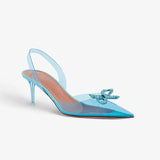 Crystal Clear heeled Women Pumps Luxury Rhinestones Bowknot Transparent PVC High heels  Elegant Summer Wedding Shoes MartLion Blue 36 