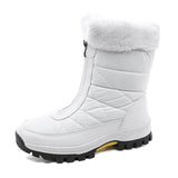 Winter Women's Snow Boots Non-slip Outdoor Waterproof Keep Warm Zipper Cotton MartLion WHITE 42 insole 26.0cm 