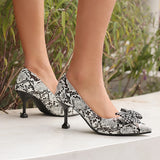 Mature Brown Leopard Women Pumps 3 inch High Heels Office Lady Shoes MartLion Snake 13 