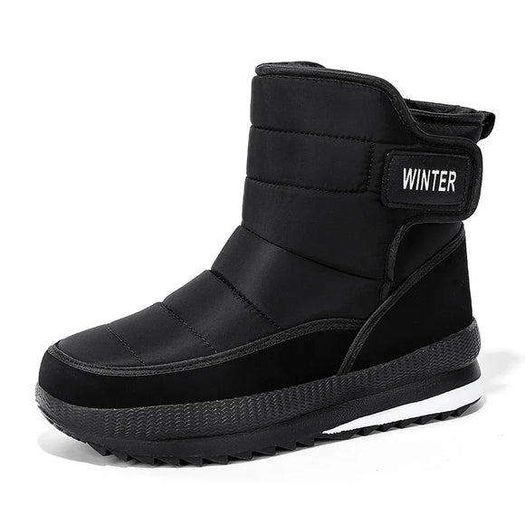 Winter Men's Boots Plush Warm Snow Waterproof Outdoor Winter Sneakers MartLion black 9.5 