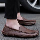 Genuine Leather Men's Loafers Cow Leather Shoes Slip on Lazy Walking Sneakers Outdoor Casual Flats Mart Lion   