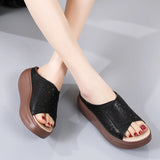 Summer Women Chunky Sandals Ladies Hollow Slippers Casual Sandals Slip On Lady Slides Platform Wedge Heel Slippers Zapatos Mujer MartLion   