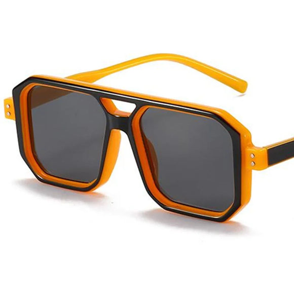 Candy Color Sunglasses Unisex Double Beam Anti-UV Spectacles Square Eyeglasses Google MartLion Orange as picture 