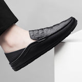 Crocodile Print Men's Moccasins Slip Loafers Flats Casual Footwear Genuine Leather Shoes Mart Lion   