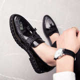 Men's Sequined Tassel Shoes Handmade Retro Soft Non-slip Loafers Casual Leather Mart Lion   