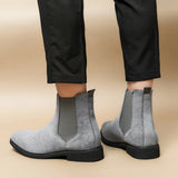 Gray Chelsea Boots Men's  Flock Cowboy Handmade MartLion   