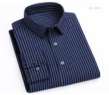 Men's  Modal Cotton Striped Plaid Dress Shirt Without Pocket Stylish Casual Standard-fit Long Sleeve Gingham Shirts MartLion   