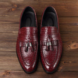 Men's Crocodile Grain classic Tessels Moccasins Genuine Leather Casual Loafers Flats Shoes Mart Lion   